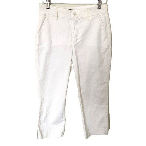 NYDJ White Lift Tuck Crop Chino Pants Cotton Blend Straight Crop Sz 6 - Picture 1 of 11